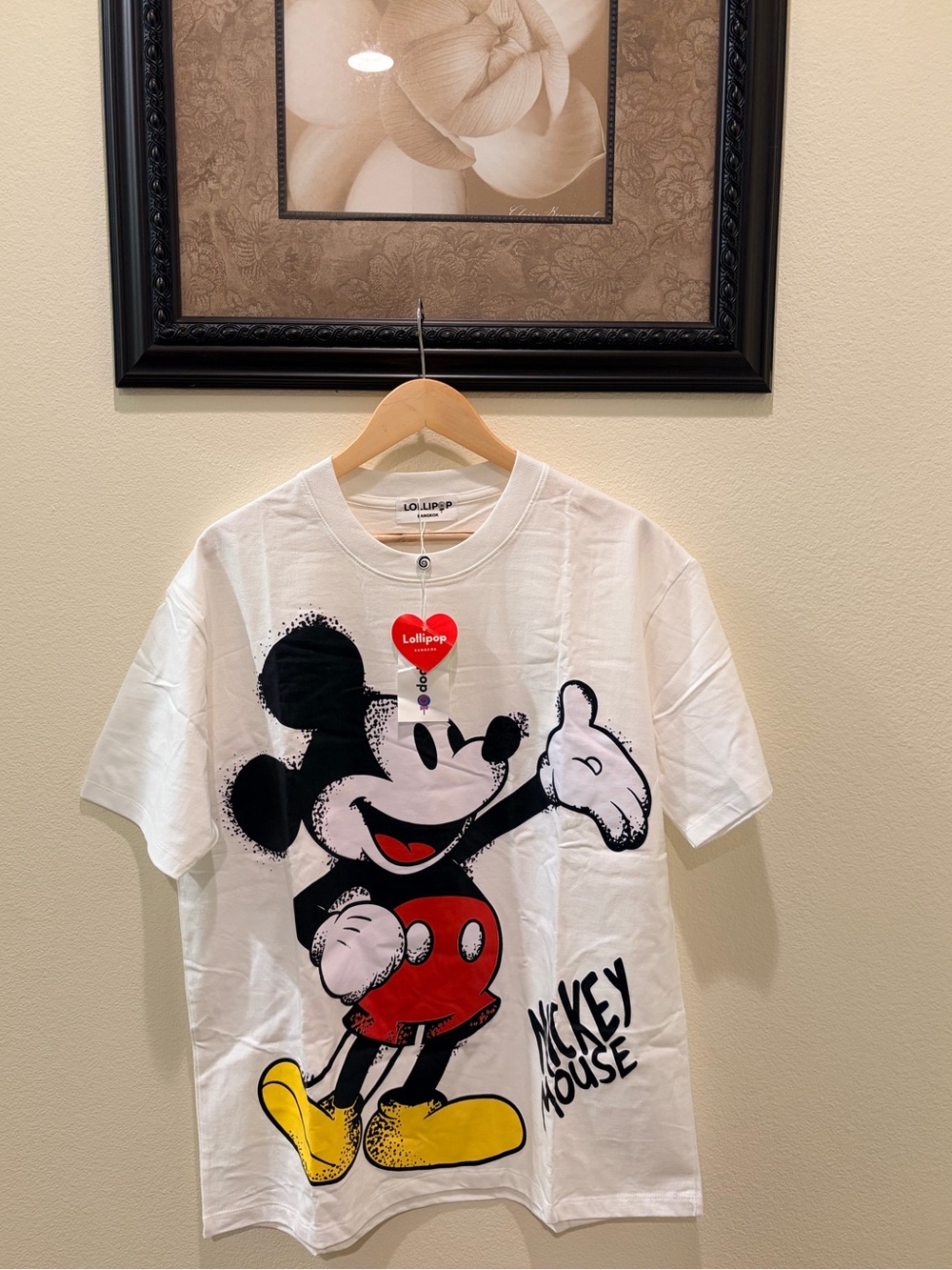 Lollipop One Size Mickey Mouse Graphic White Bangkok Shirts/ Tee - NWT